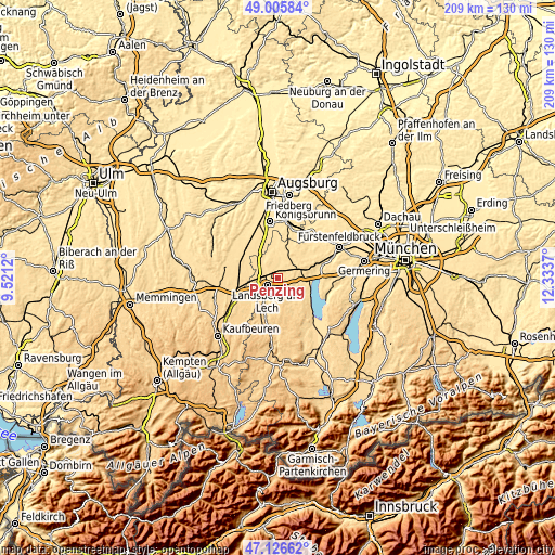 Topographic map of Penzing