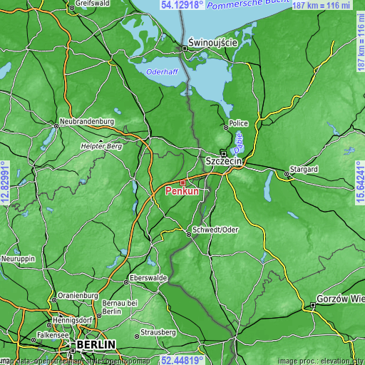 Topographic map of Penkun