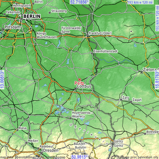 Topographic map of Peitz
