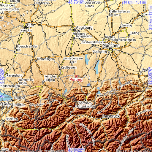 Topographic map of Peiting