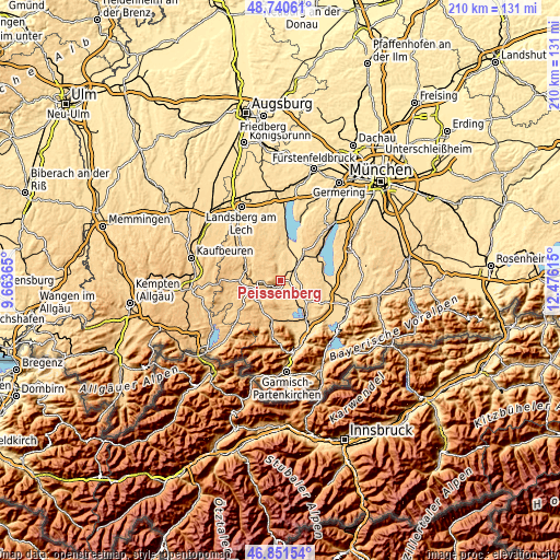 Topographic map of Peißenberg