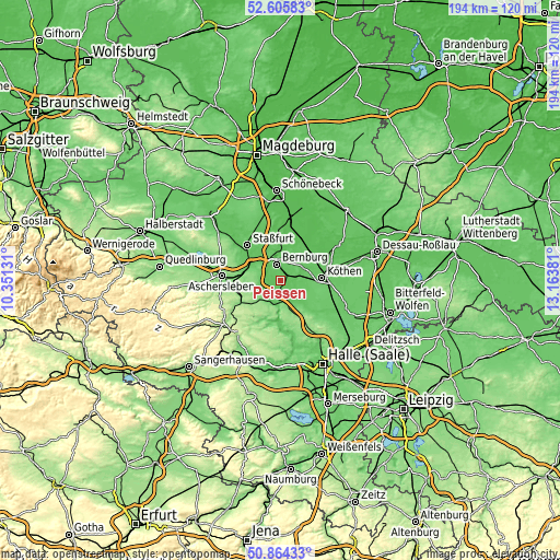 Topographic map of Peißen