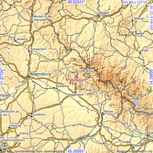 Topographic map of Patersdorf