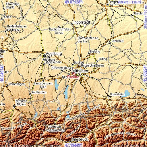 Topographic map of Pasing
