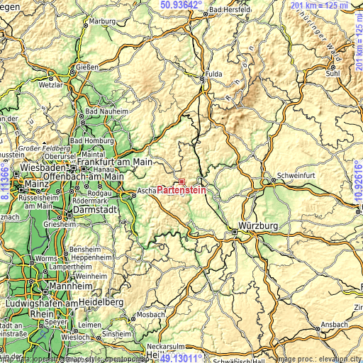 Topographic map of Partenstein