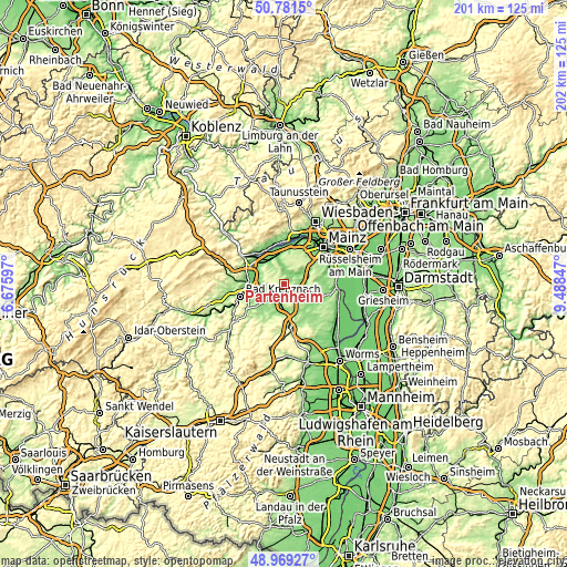 Topographic map of Partenheim