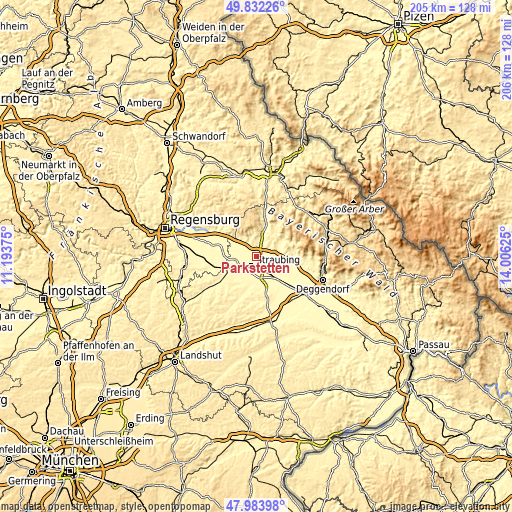 Topographic map of Parkstetten