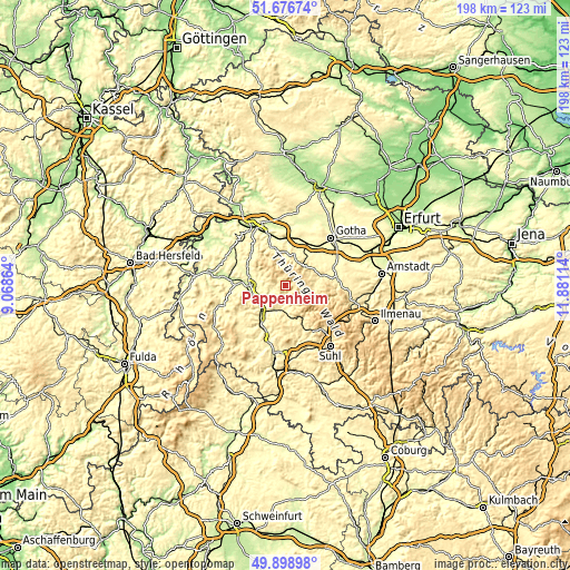 Topographic map of Pappenheim