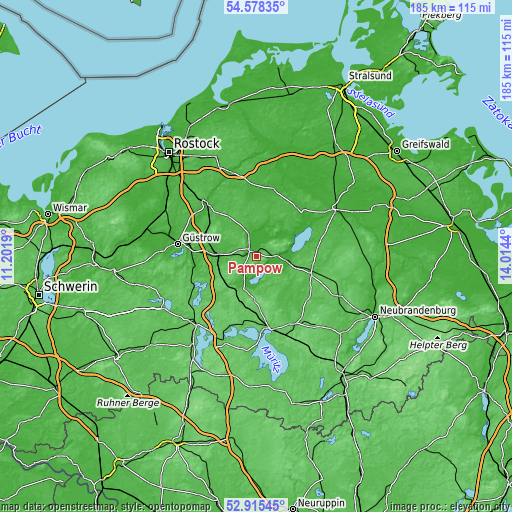 Topographic map of Pampow