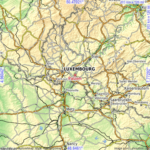 Topographic map of Palzem