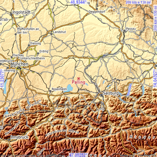 Topographic map of Palling