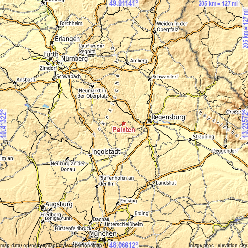 Topographic map of Painten