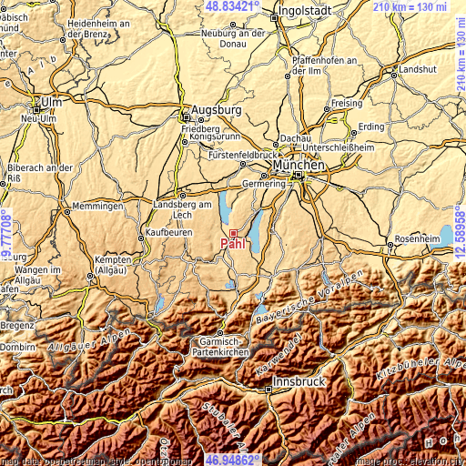 Topographic map of Pähl