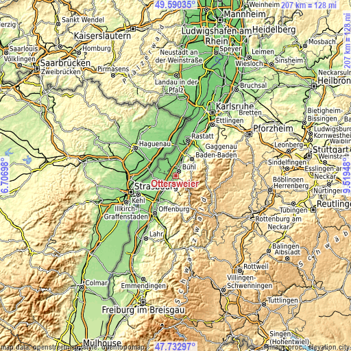 Topographic map of Ottersweier