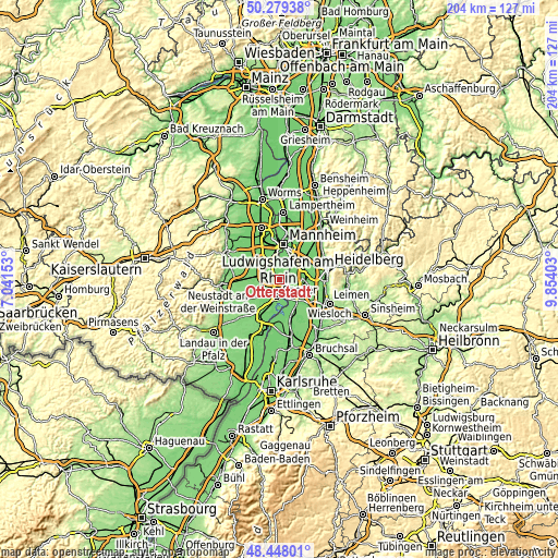Topographic map of Otterstadt
