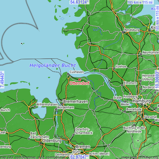 Topographic map of Otterndorf