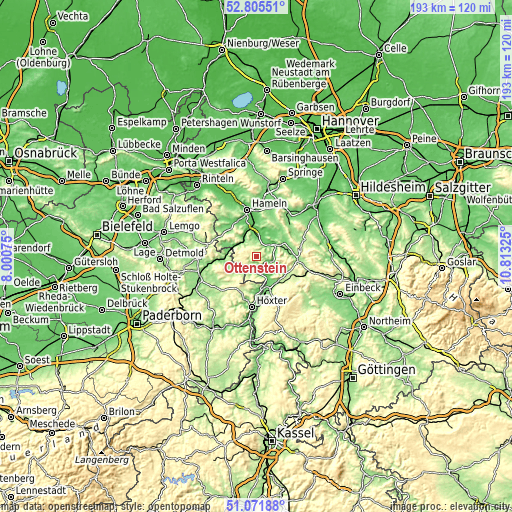 Topographic map of Ottenstein