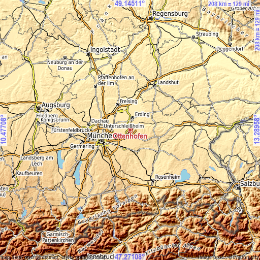 Topographic map of Ottenhofen