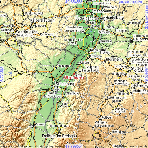 Topographic map of Ottenhofen