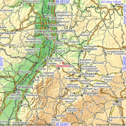 Topographic map of Ötisheim
