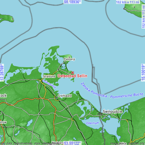 Topographic map of Ostseebad Sellin