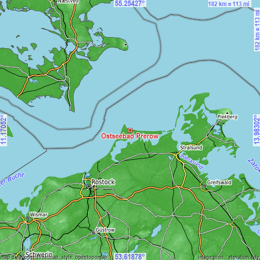 Topographic map of Ostseebad Prerow