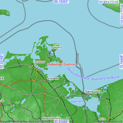 Topographic map of Ostseebad Göhren