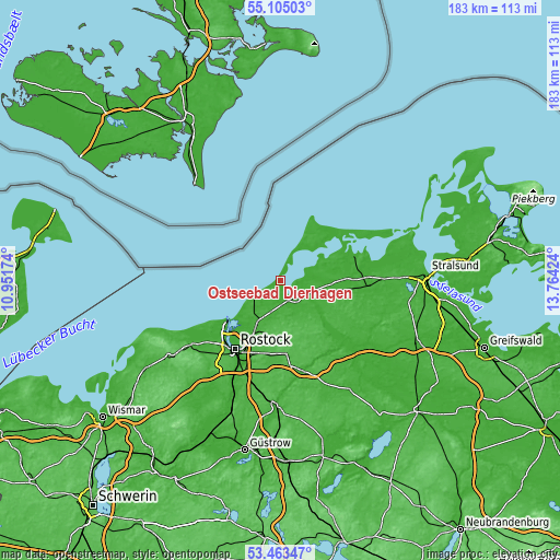 Topographic map of Ostseebad Dierhagen