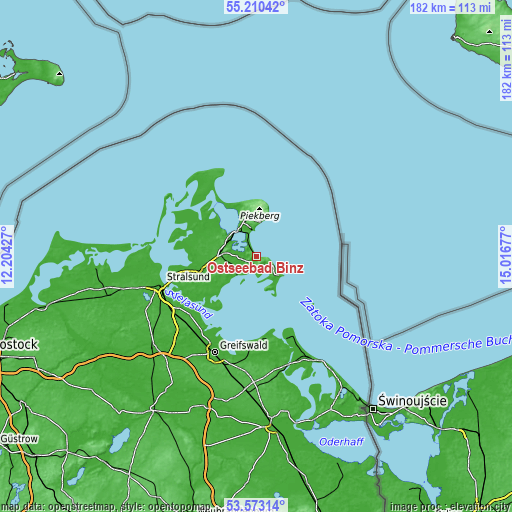 Topographic map of Ostseebad Binz