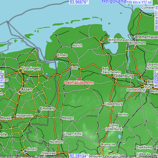 Topographic map of Ostrhauderfehn