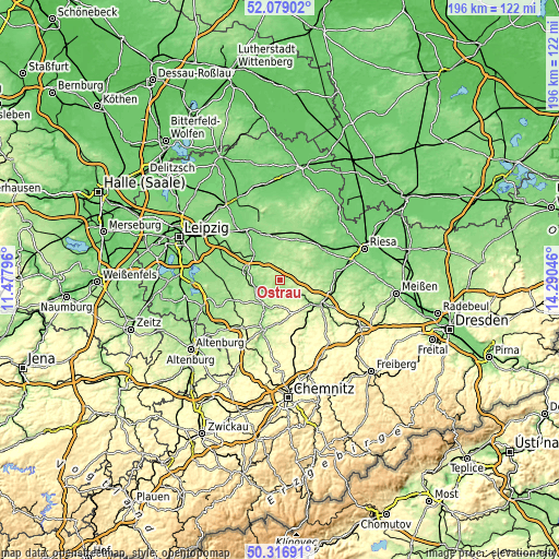 Topographic map of Ostrau