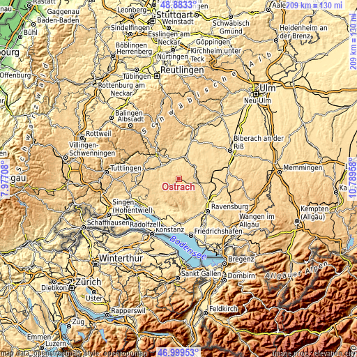 Topographic map of Ostrach