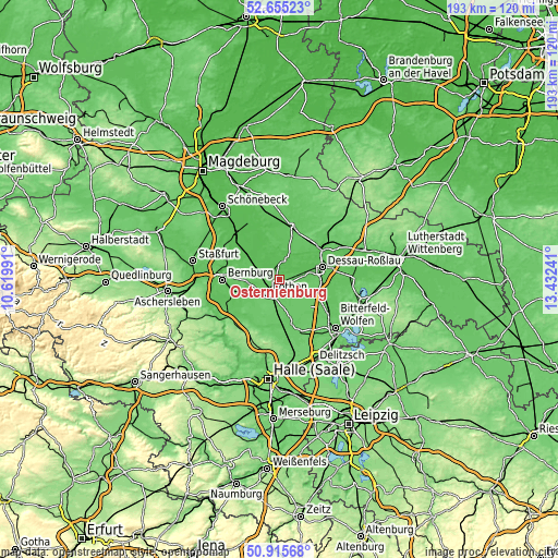 Topographic map of Osternienburg