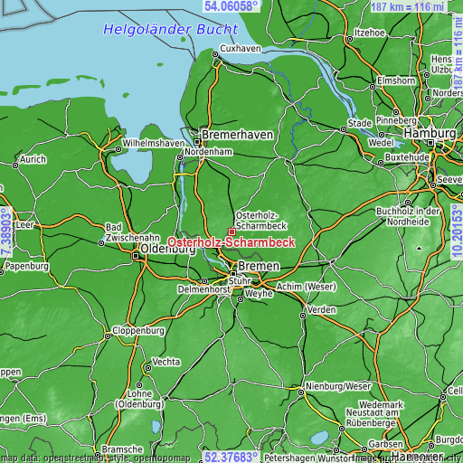 Topographic map of Osterholz-Scharmbeck