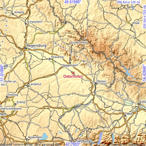 Topographic map of Osterhofen