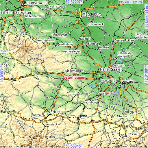 Topographic map of Osterhausen