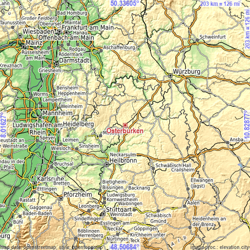 Topographic map of Osterburken