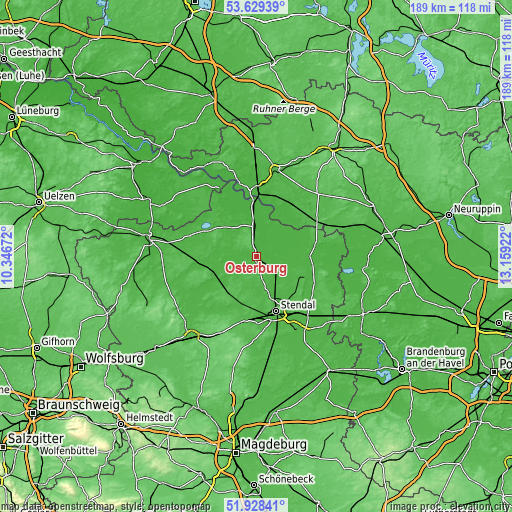 Topographic map of Osterburg