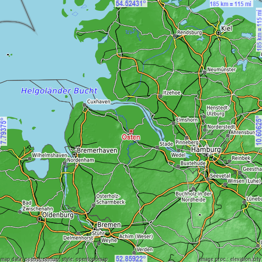 Topographic map of Osten