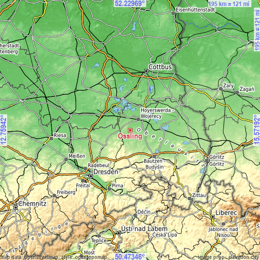 Topographic map of Oßling