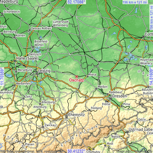 Topographic map of Oschatz