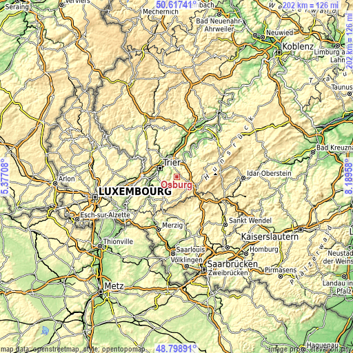 Topographic map of Osburg