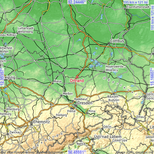 Topographic map of Ortrand