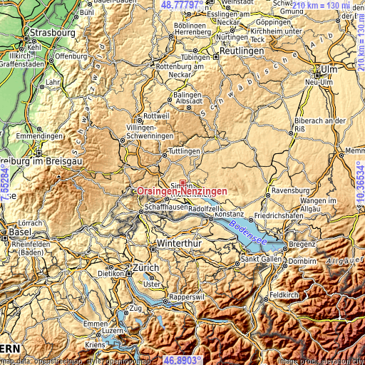 Topographic map of Orsingen-Nenzingen