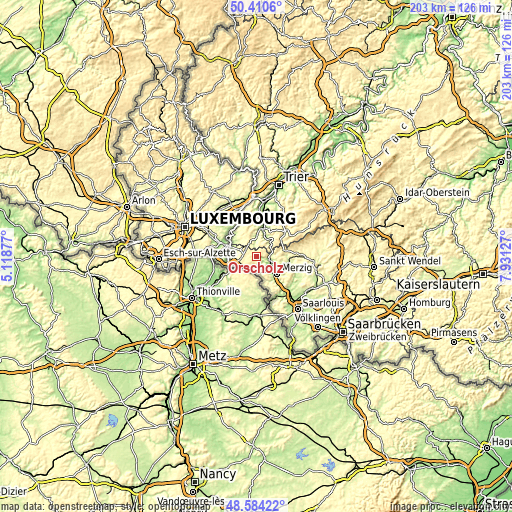 Topographic map of Orscholz