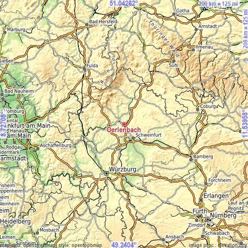 Topographic map of Oerlenbach