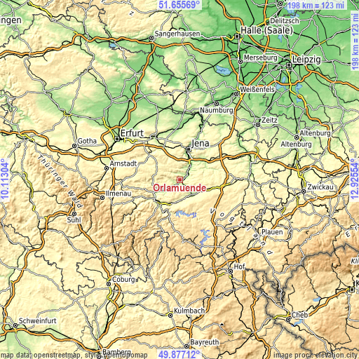 Topographic map of Orlamünde