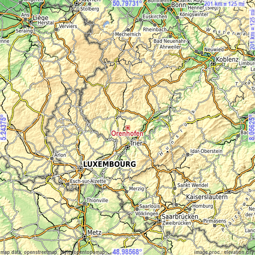 Topographic map of Orenhofen
