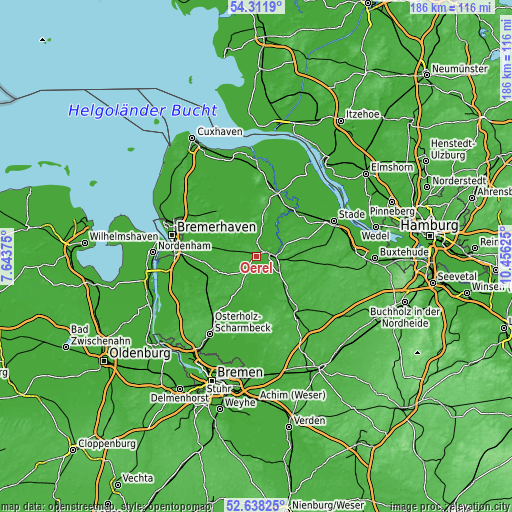 Topographic map of Oerel