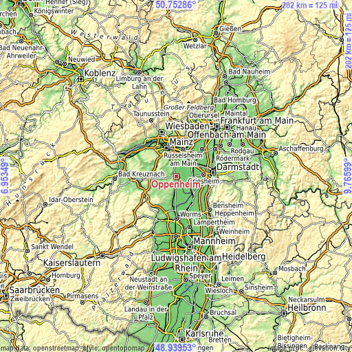 Topographic map of Oppenheim